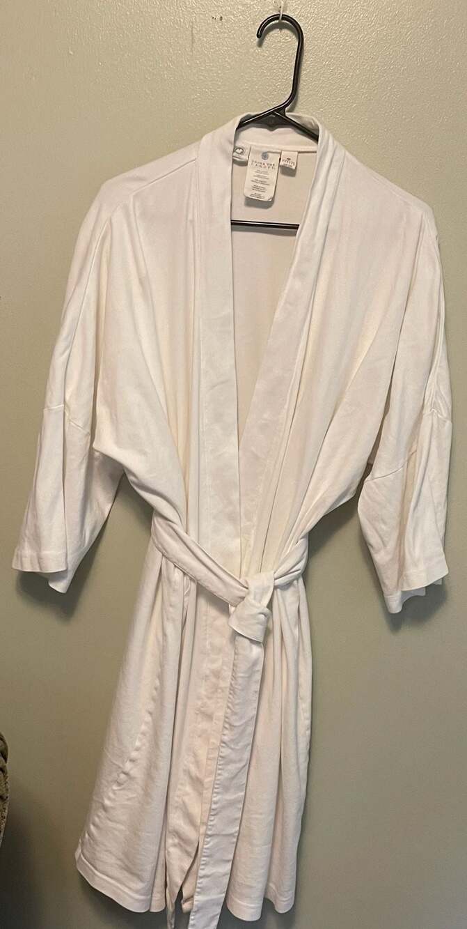 Under The Canopy Certified Organic Cotton White Kimono Wrap Bathrobe One Size